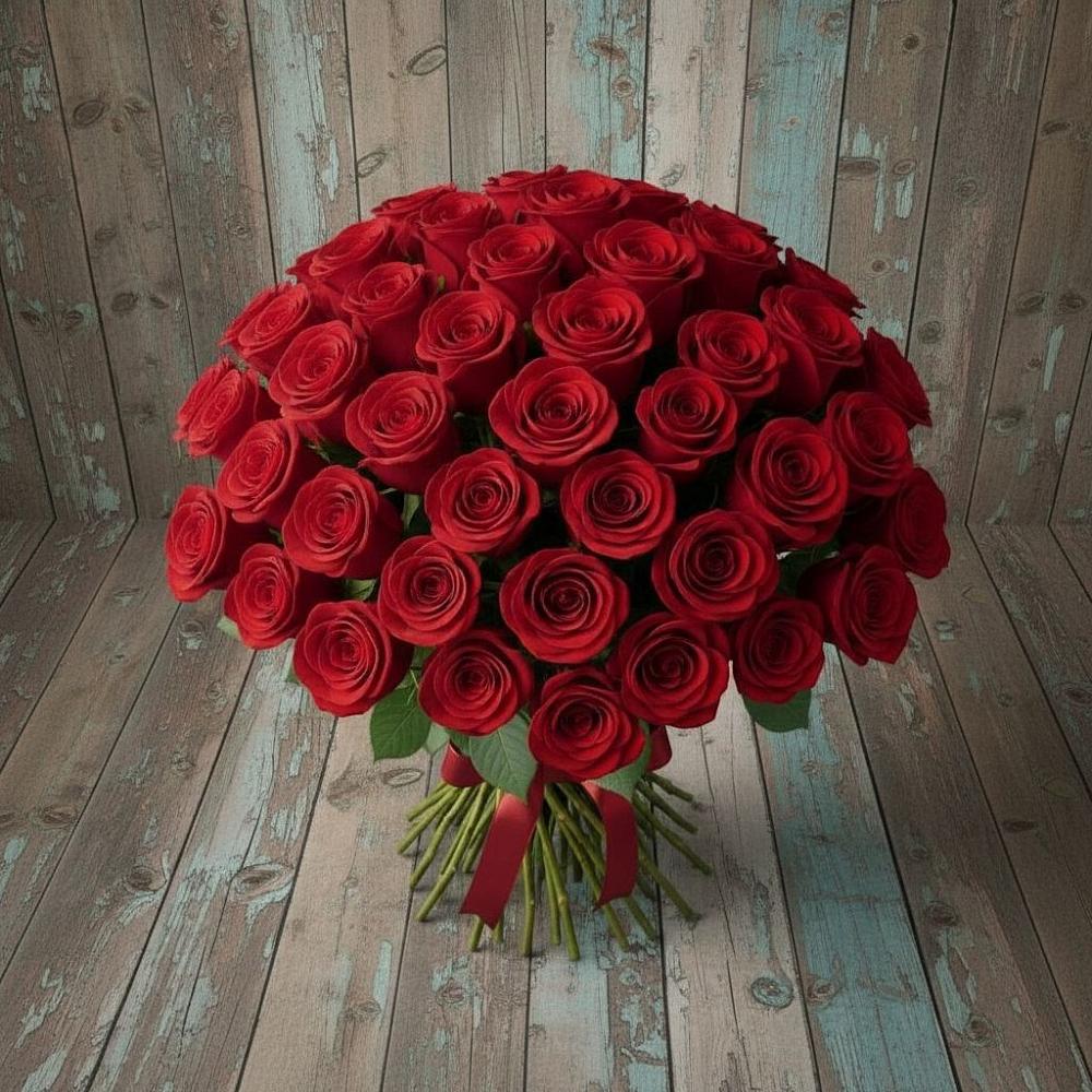 Букет 55 Красных роз Фридом в Белогорье