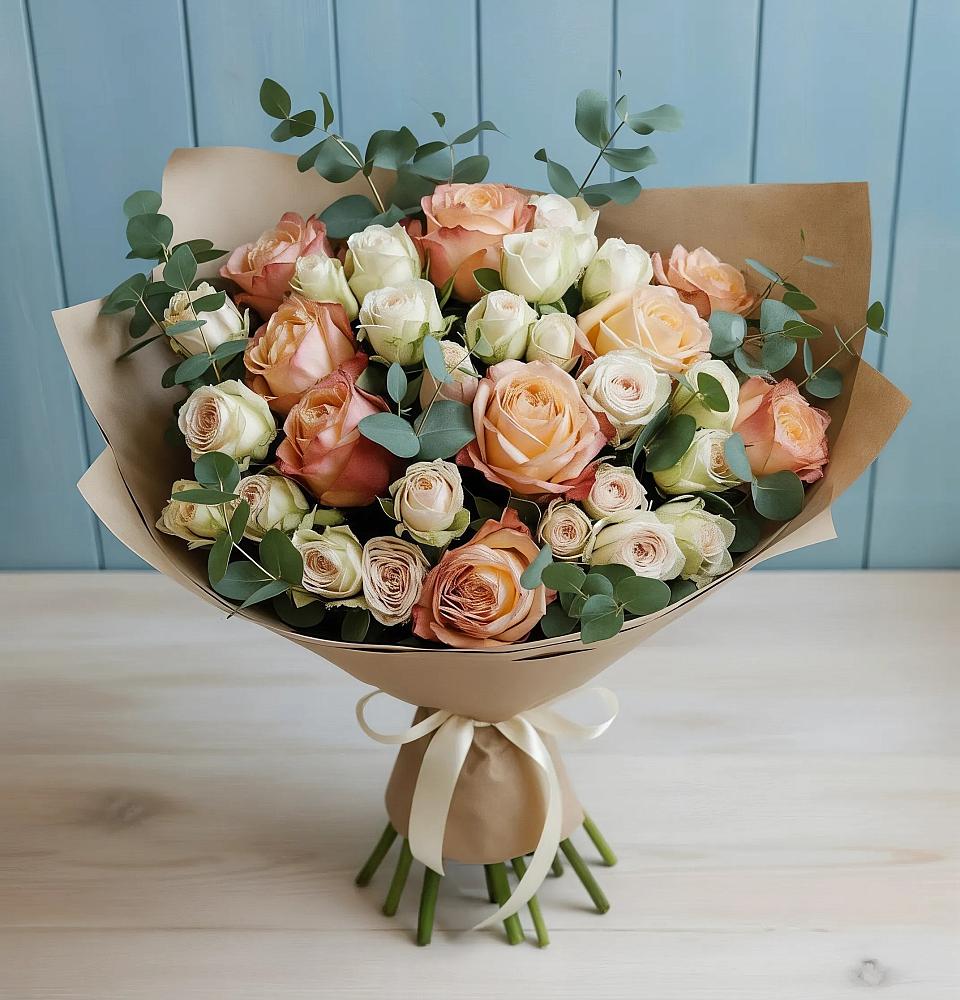 Букет цветов из: Альстромерии и Розы в Белогорье