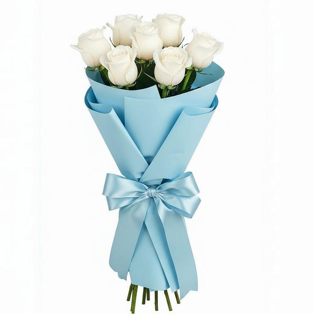 Букет 7 белых роз Проуд в Белогорье