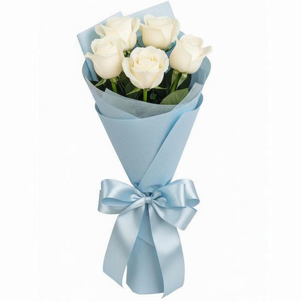 Букет 5 Белых роз Проуд в Белогорье
