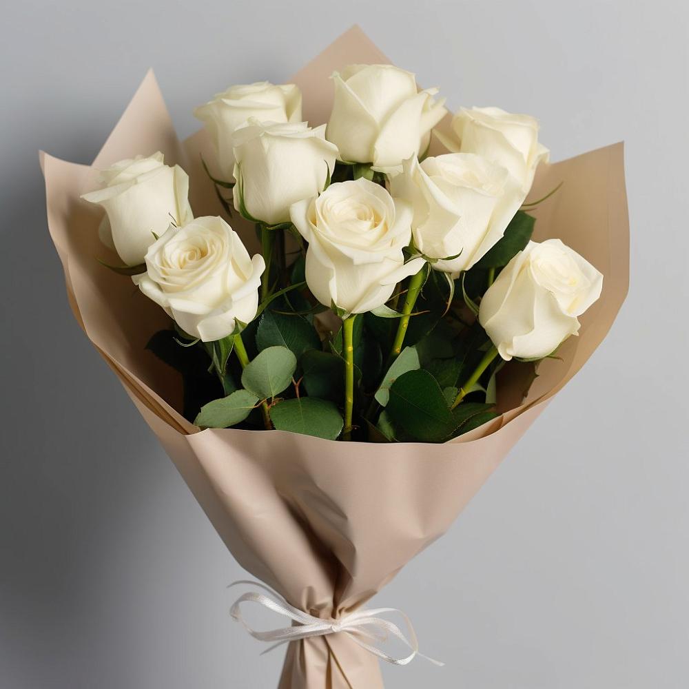 Букет 9 Белых роз Эдлесс Лав в Белогорье