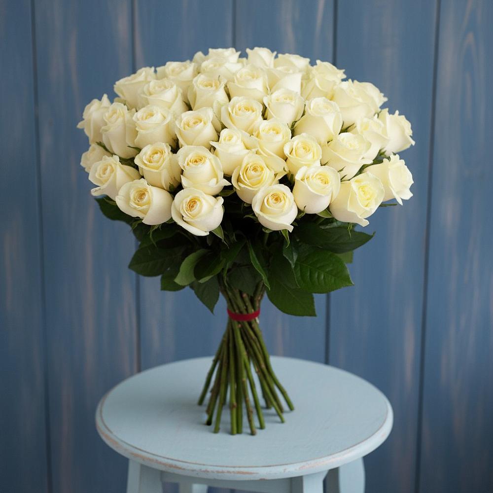 Букет 51 Белая роза Эдлесс Лав в Белогорье