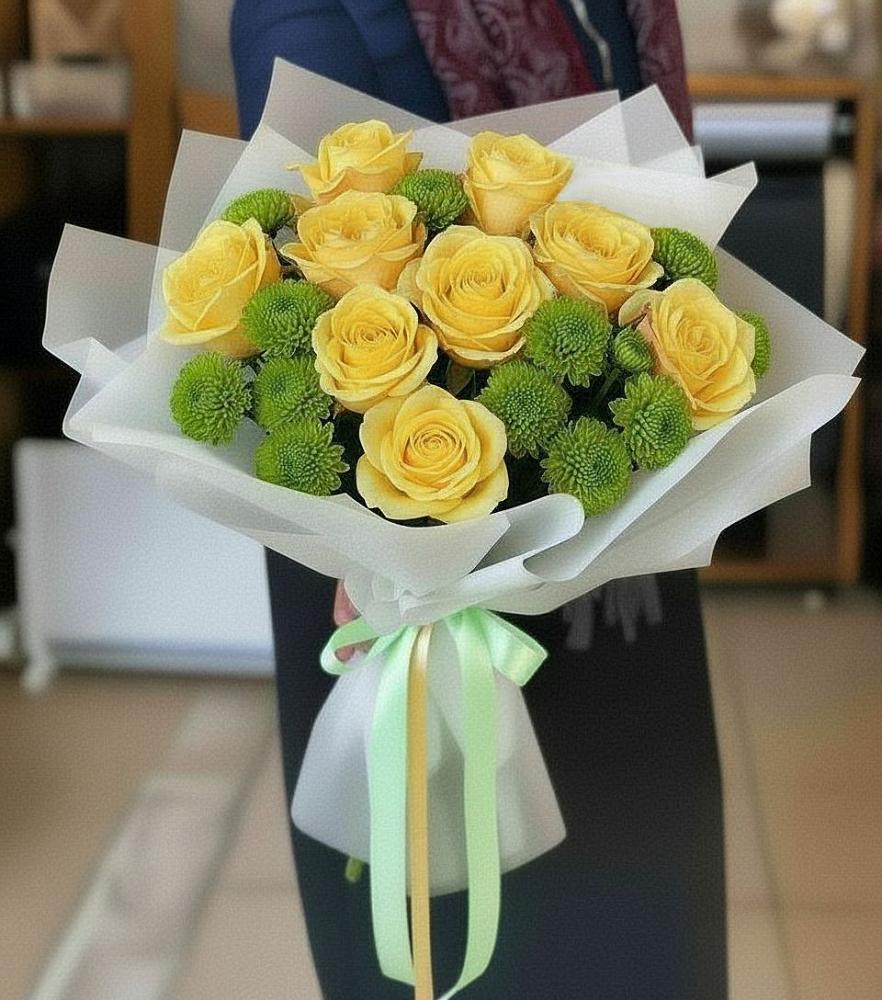 Букет цветов из: Хризантемы и Розы в Белогорье