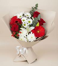 Букет цветов из:  Розы, Хризантемы, Герберы и Лилии в Белогорье