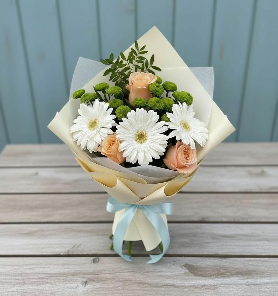 Букет цветов из: Герберы, Розы и Хризантемы в Белогорье