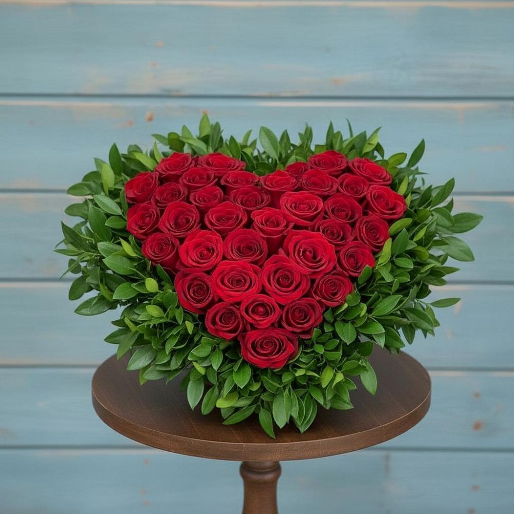 Цветочная композиция из Розы в виде сердца в Белогорье