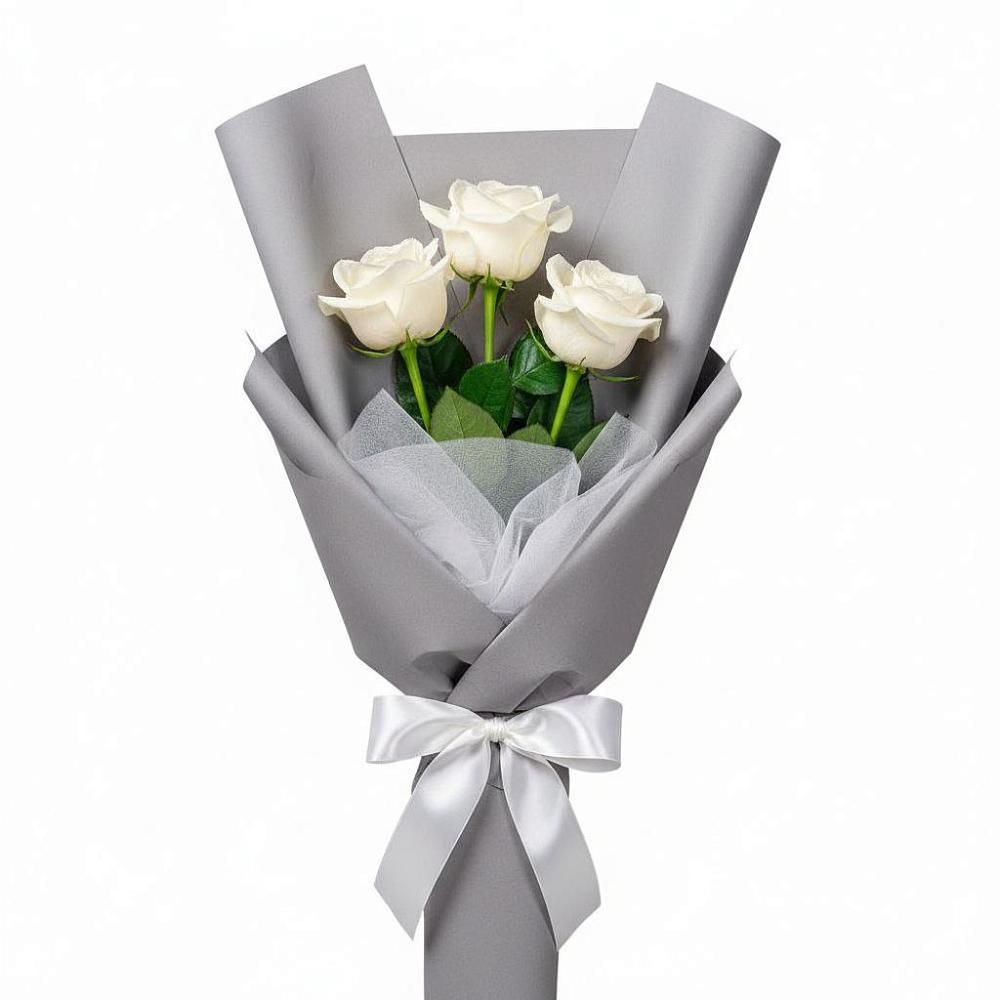 Букет 3 белые розы в Белогорье